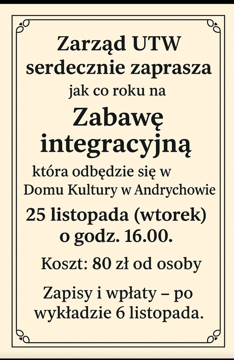 Zabawa integracyjna 25 listopad