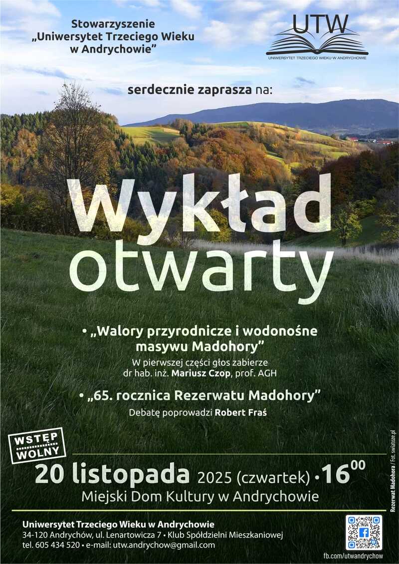 Walory przyrodnicze i wodonośne masywu Madohory - wykład i debata.