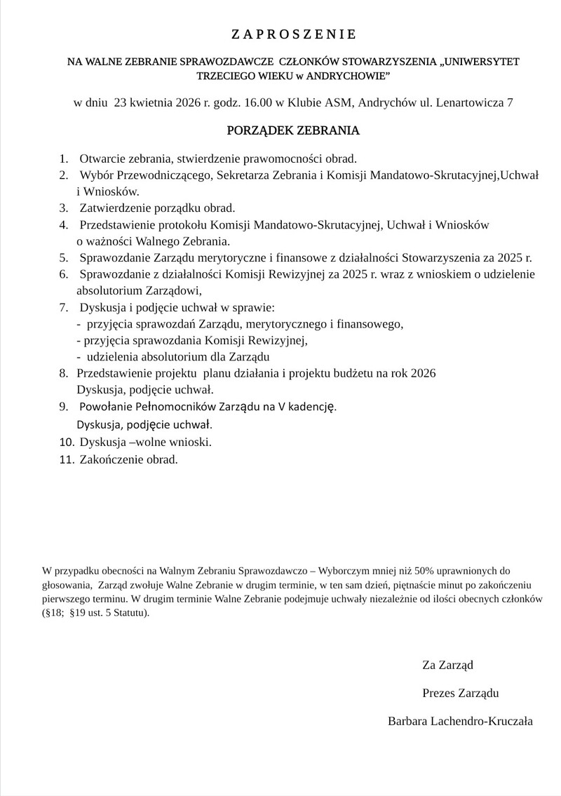 Przypominamy -Zebranie Sprawozdawcze 23.04.266