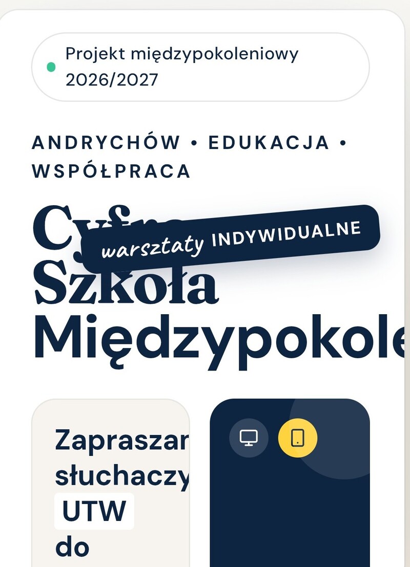 Informacja -warsztaty w ramach Cyfrowej Szkoły Międzypokoleniowej.