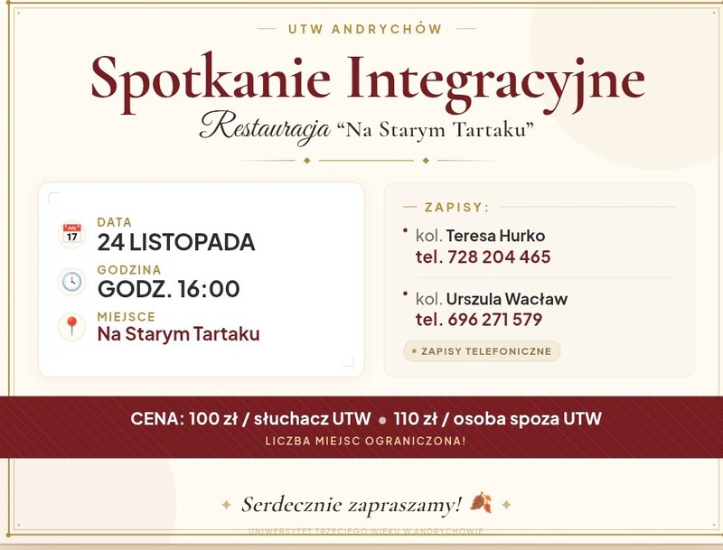 SPOTKANIE INTEGRACYJNE UTW - ZAPISY