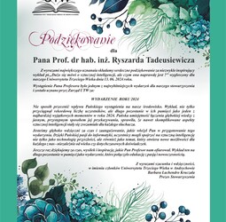 Wyrazy podziękowania dla Pana Profesora dr hab. inż. Ryszarda Tadeusiewicza,