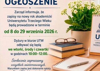 Przypomnienie o zapisach do UTW