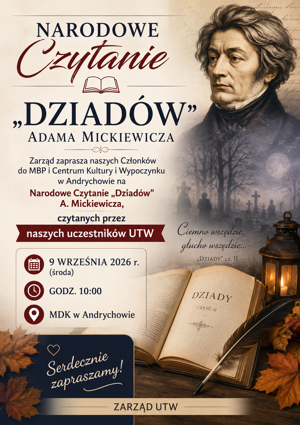 Narodowe Czytanie „Dziadów” Adama Mickiewicza.